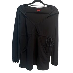 Spanx Hoodie Long Sleeve T-shirt Black Women’s L Activewear Sportswear Athletic